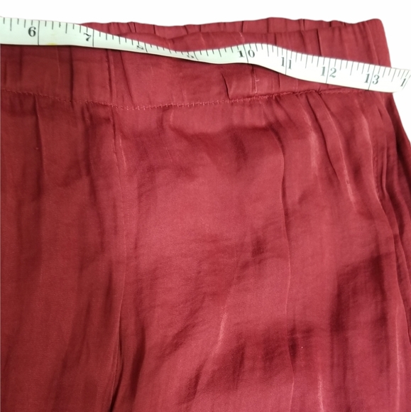 Bershka Burgundy Red Side Slits Wide Leg Pants - Picture 7 of 11